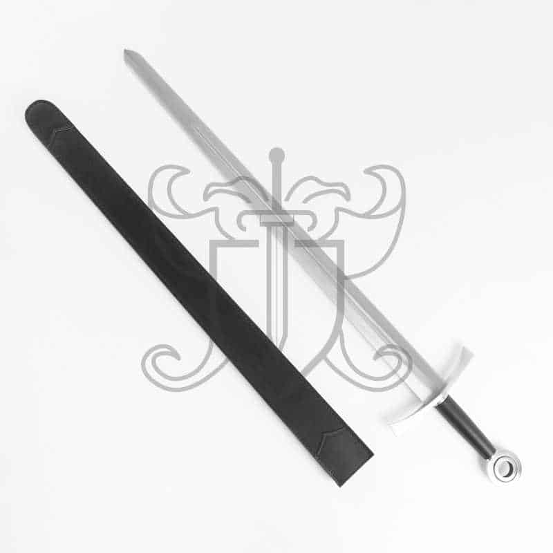 Espada medieval con soporte de madera